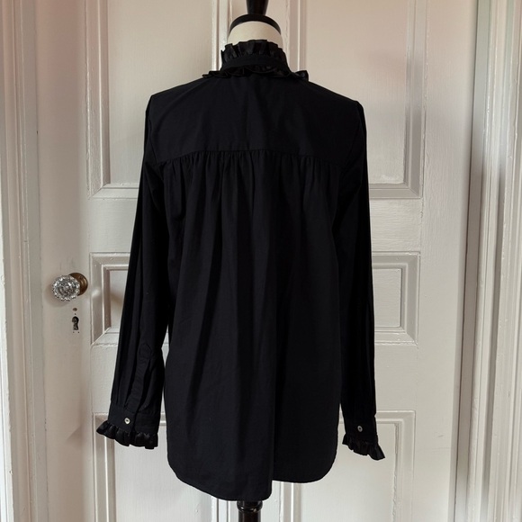 Mille Resort & Travel Women’s Elegant Black Ruffle Collar Button Down Top XS - Picture 4 of 11